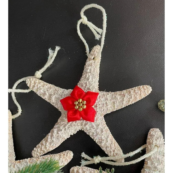 Starfish Christmas Holiday Glittery Ornaments Set Of‎ 4 Embellished - Picture 4 of 8